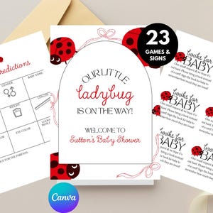 Ladybug Baby Shower Game, Little Love Bug On The Way, Bugs and Wishes Baby Shower, Coquette Baby Shower, Girl Boy Gender Neutral Baby Shower