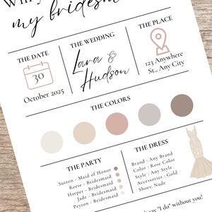 Bridesmaid Proposal Box, Bridesmaid Proposal Card Digital Download, Bridesmaid Proposal Card Template, Will You Be My Bridesmaid Printable