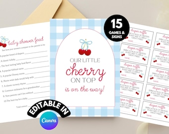 Cherry On Top Baby Shower Games: Girl Coquette Theme (Digital Download)