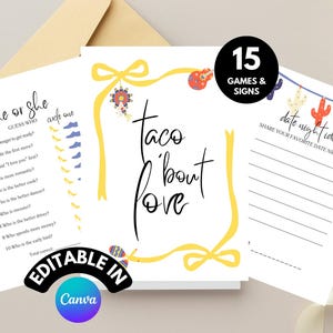 Fiesta Bridal Shower Games Printable, Taco Bout Love Bridal Shower Signs, Nacho Average Bride Bridal Shower Games, Final Fiesta Wedding