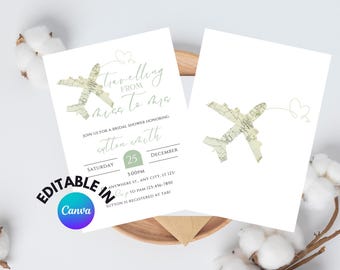 Adventure Awaits Bridal Shower Invitation: Travel Theme (Digital Download)