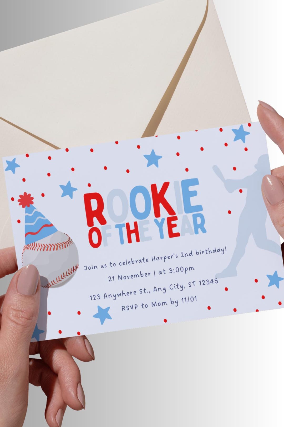 Rookie of the Year Baseball Birthday Invitation (digital Download) - Etsy