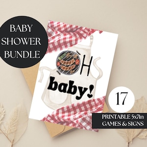 Baby Q Baby Shower Game Printable, Couples Baby Shower Sign Digital, BBQ Outdoor Baby Shower Decor, Summer BBQ Baby Shower, I8