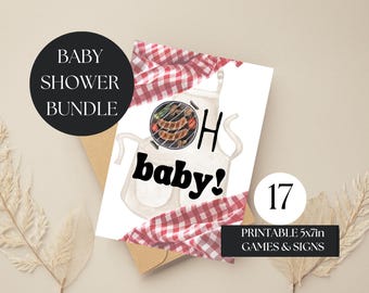 Baby Q Jeu de baby shower imprimable, signe numérique de baby shower pour couples, décoration de baby shower en plein air pour barbecue, baby shower d'été barbecue, I8