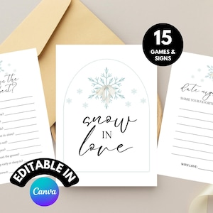 Juegos y carteles para despedidas de soltera "Nieve enamorada" (Descarga digital)