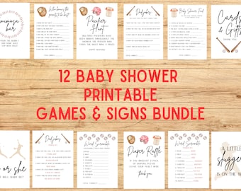 A Little Slugger Is On The Way Baby Shower Games Printable, Baseball Baby Shower Sign Digital, Baseball Slugger Baby Shower Decoration, D3
