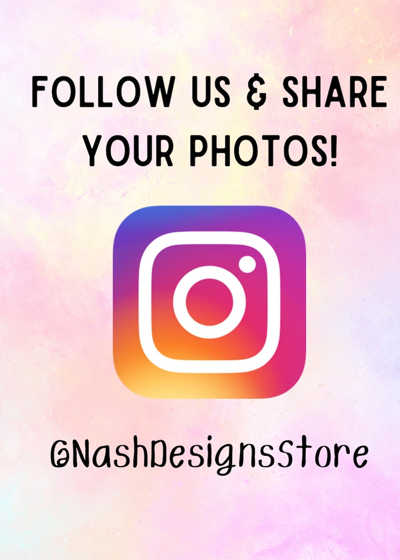 May include: Follow us and share your photos on Instagram at @NashDesignsStore. The image features the Instagram logo with a pink, orange, and purple gradient.