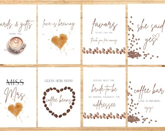 Bridal Shower Decoration Instant Download, Love is Brewing Bridal Shower Printable, Coffee Bridal Shower Sign, Love You A Latte, C4