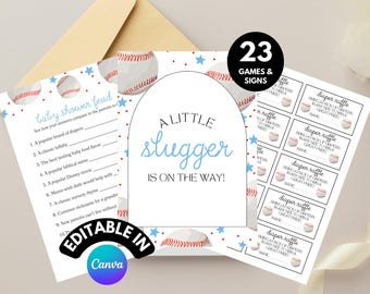 Jeu de baby shower de baseball : thème Little Slugger (téléchargement numérique)