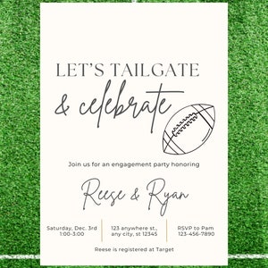 Let's Tailgate and Celebrate Engagement Party Invitation, Football Couples Shower Invitation, Fall Engagement Party Invitation Digital, C5