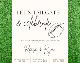 Let's Tailgate and Celebrate Engagement Party Invitation, Football Couples Shower Invitation, Fall Engagement Party Invitation Digital, C5