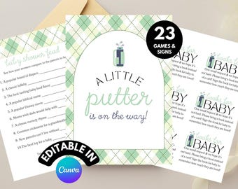 Golf Baby Shower Game: Little Caddy Is On The Way Baby Shower Sign, Baby Shower Partee (Digital Download)