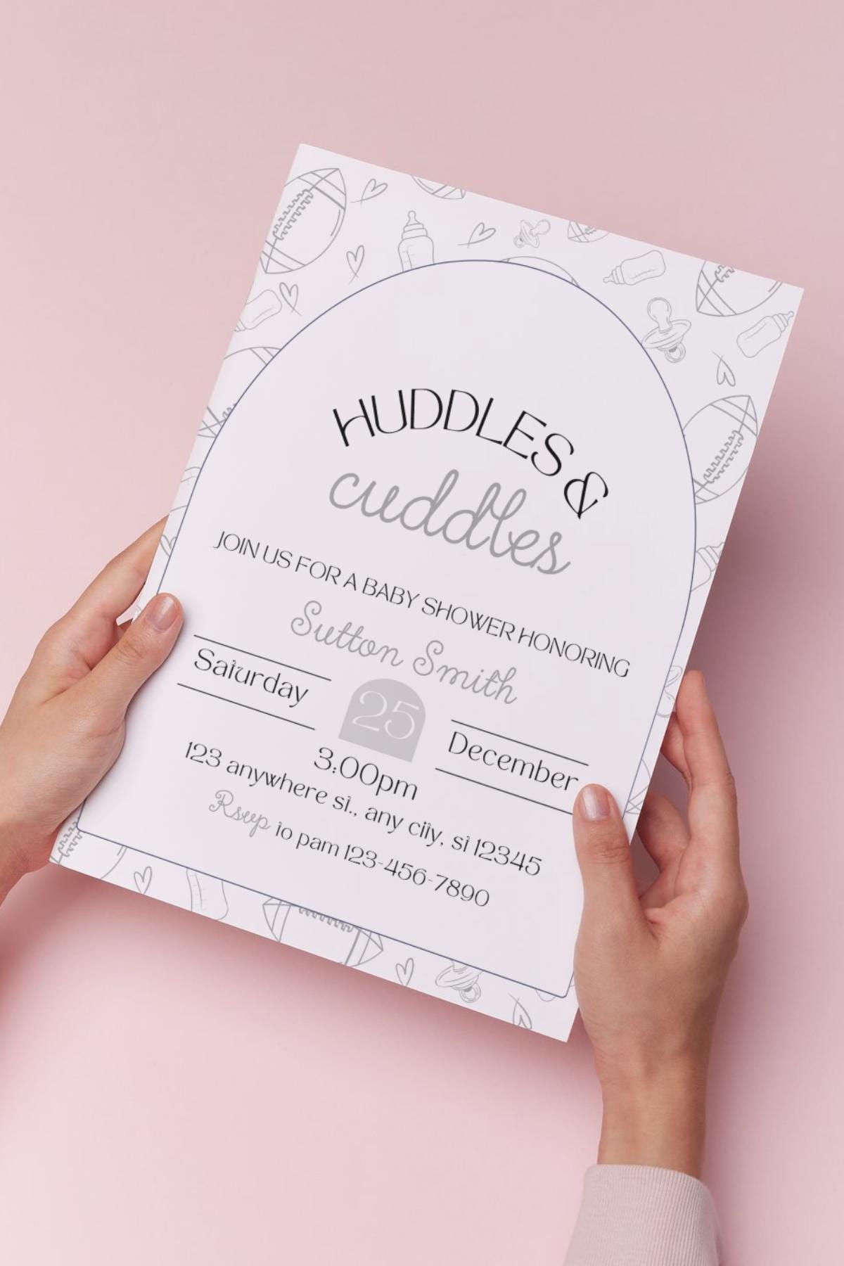 Football Baby Shower Invitation, Huddles and Cuddles Invitation, Sport Baby Shower, Gender Neutral Baby Shower Gender Reveal, Touchdown Boy