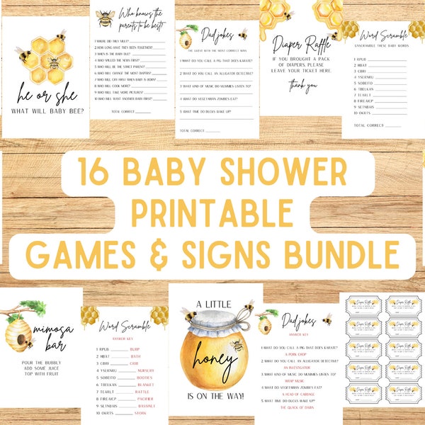 A Little Honey Is On The Way Baby Shower Game Printable, Sweet As Can Bee Baby Shower Decoration Digital, Bee Baby Shower Sign, Baby Bee, D6