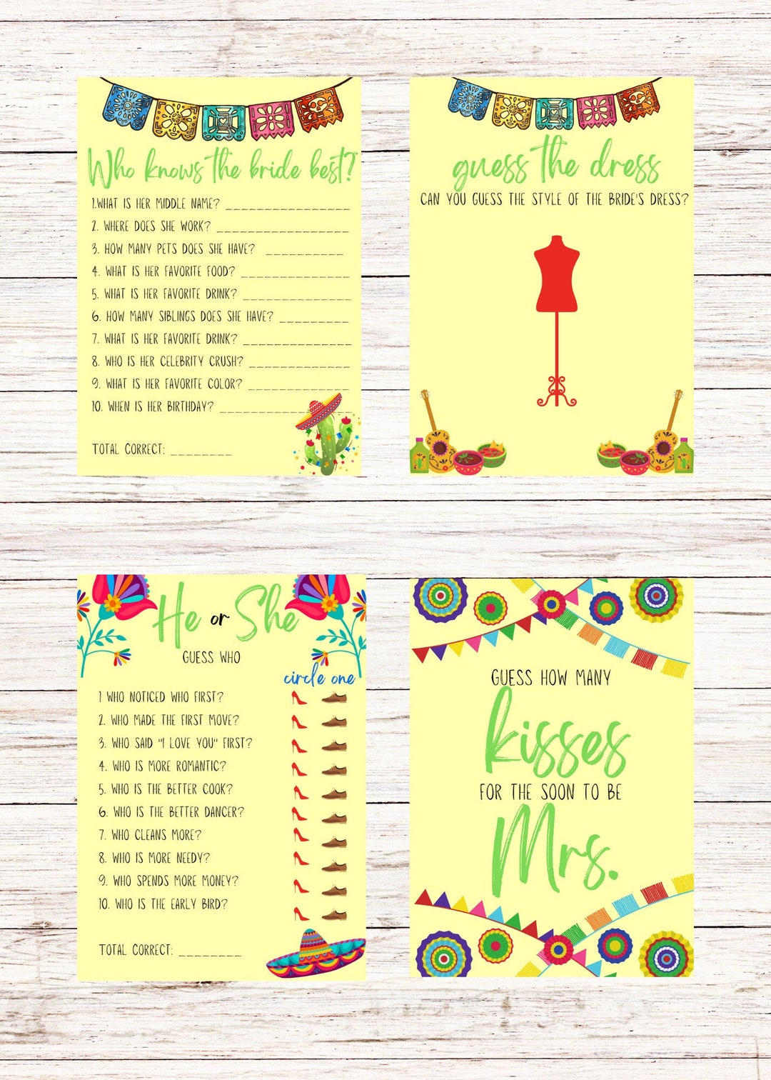 Bridal Shower Games, Bridal Shower Games Printable, Fiesta Bridal Shower Games, Taco Bout Love