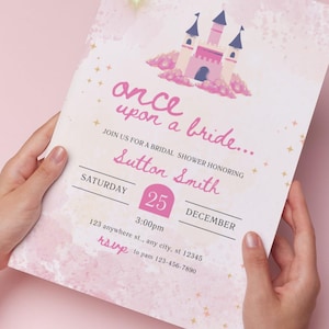 Faire-part de fête nuptiale de conte de fées : château enchanté, thème princesse (téléchargement numérique)