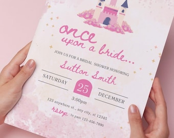 Fairytale Bridal Shower Invitation: Enchanted Castle, Princess Theme (Digital Download)