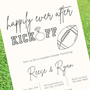 Happily Ever After Kickoff Engagement Party Invitation, Football Couples Shower Invitation, Tailgate and Celebrate Invitation Digital, C5