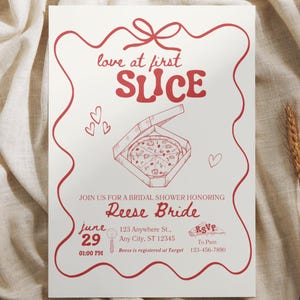 Pizza Bridal Shower Invitation, Love at First Slice Couples Shower, Italian Wedding Shower Ideas Love You To Pizzas Engagement Party
