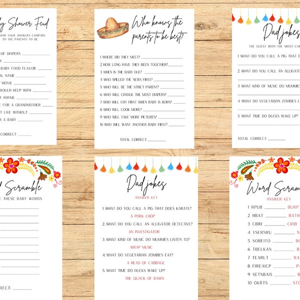 Taco Bout A Baby Shower Games Printable, Fiesta Baby Shower Games Digital, Nacho Average Baby Shower, Mexican Baby Shower Game, D2