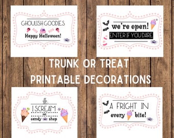 Trunk or Treat Printable Signs: Halloween Car Decoration (Digital Download)