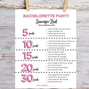 Bachelorette Scavenger Hunt, Bachelorette Party Scavenger Hunt Instant Download, Bachelorette Party Game Printable, Bach Party Template