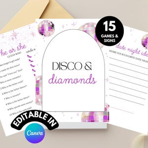 Disco Bridal Shower Games, Bride&#39;s Last Disco Bridal Shower Sign, Retro Bridal Shower Decor, Disco and Diamonds, She Found Her Honey Honey