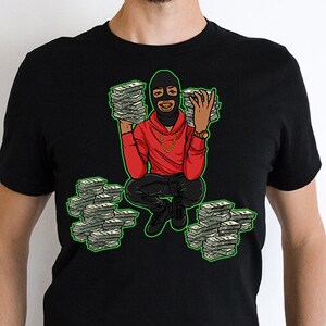 Gangster Hustle Man T-Shirt Burglar Man Wearing Ski Mask Shirt Money Stacks Tee Cash Tee Hustler Street Boy Shirt Hip Hop Shirt Rap Shirt