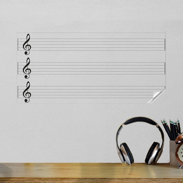Dry Erase Treble Clef Music Board Sheet Music, Treble Alto Bass Clef Reusable Durable Polystyrene Material Holds The Surface With Static