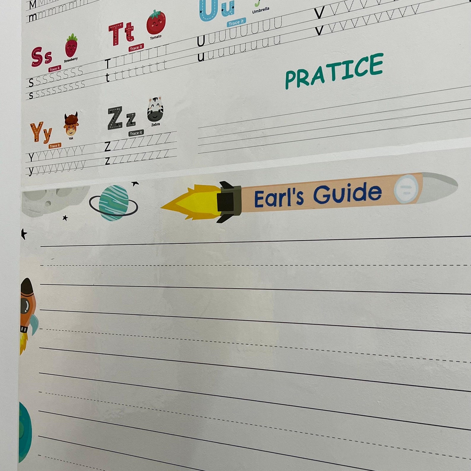 Dry Erase Activity Decal Set of English Alphabet and Grid Etsy