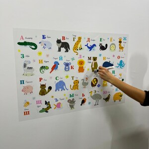 K&ouml;nnte beinhalten: Ein farbenfroher Alphabet-Chart mit Illustrationen von Tieren f&uuml;r jeden Buchstaben. Der Chart zeigt unter anderem ein Zebra, einen L&ouml;wen, einen Koala, einen Tiger, einen Fisch, ein Schwein, eine Biene, einen Fisch und einen Oktopus.
