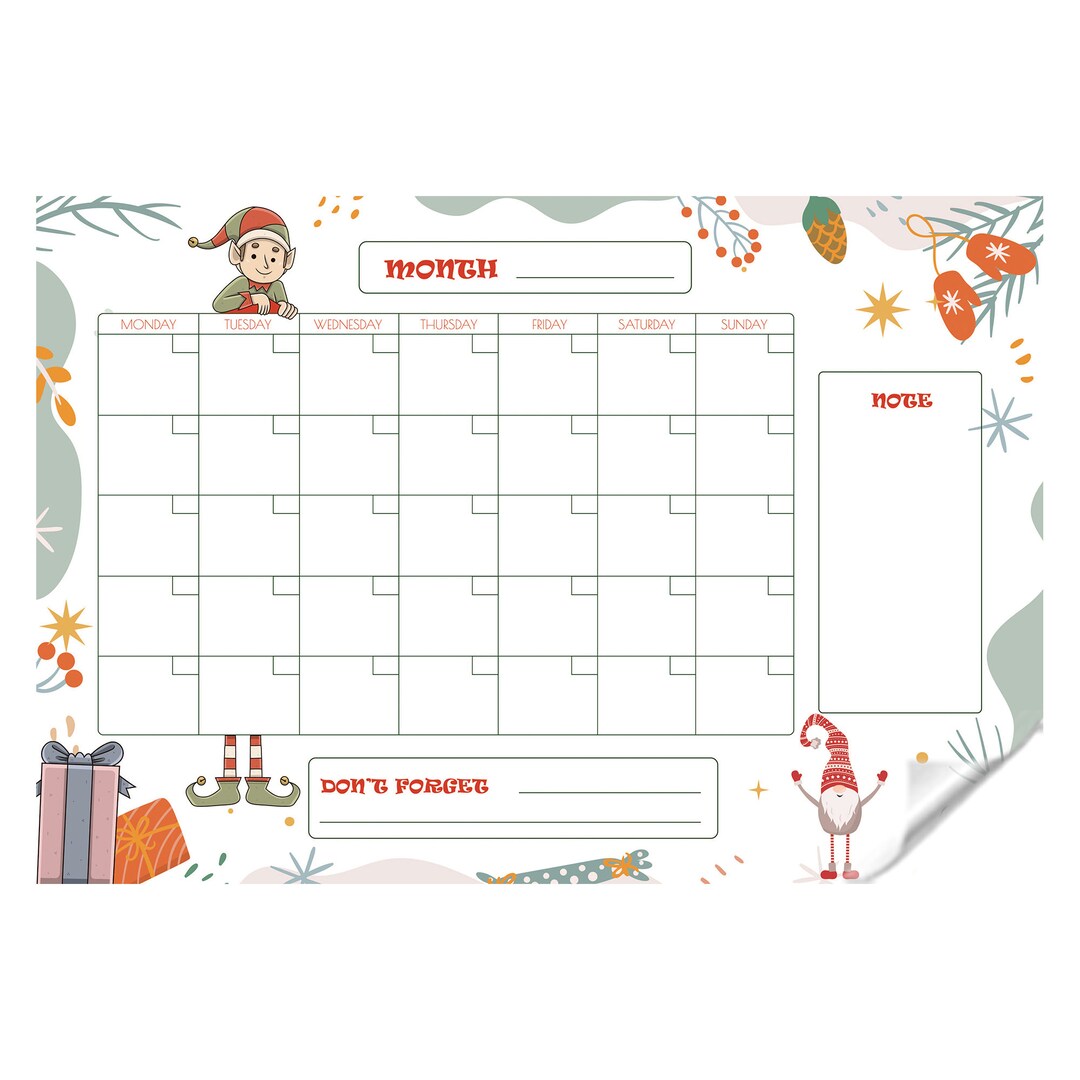 Dry Erase 2025 2025 Weihnachten Monatsplaner Organizer Etsy.de