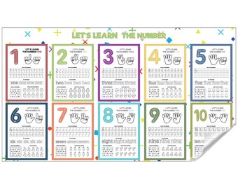 Dry Erase Line Guided English Numbers Activity Decal Number Tracing Reusable Durable Polystyrene Material Holds The Surface With Static Elec