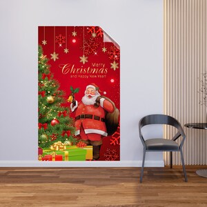 Silvester Weihnachtsbaum und Weihnachtsmann Self Static Hug Wandtattoo Modell-1