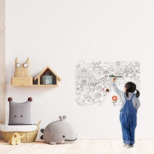 Decalcomania per attività di pittura per bambini cancellabile a secco modello 2, il materiale da colorare semplice e personalizzato trattiene la superficie con elettricità statica
