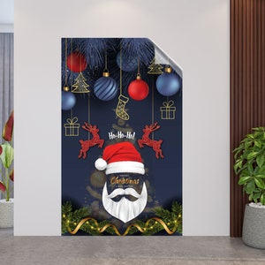 Decalcomania da muro con abbraccio autostatico per albero di Natale e Babbo Natale di Capodanno, modello 2