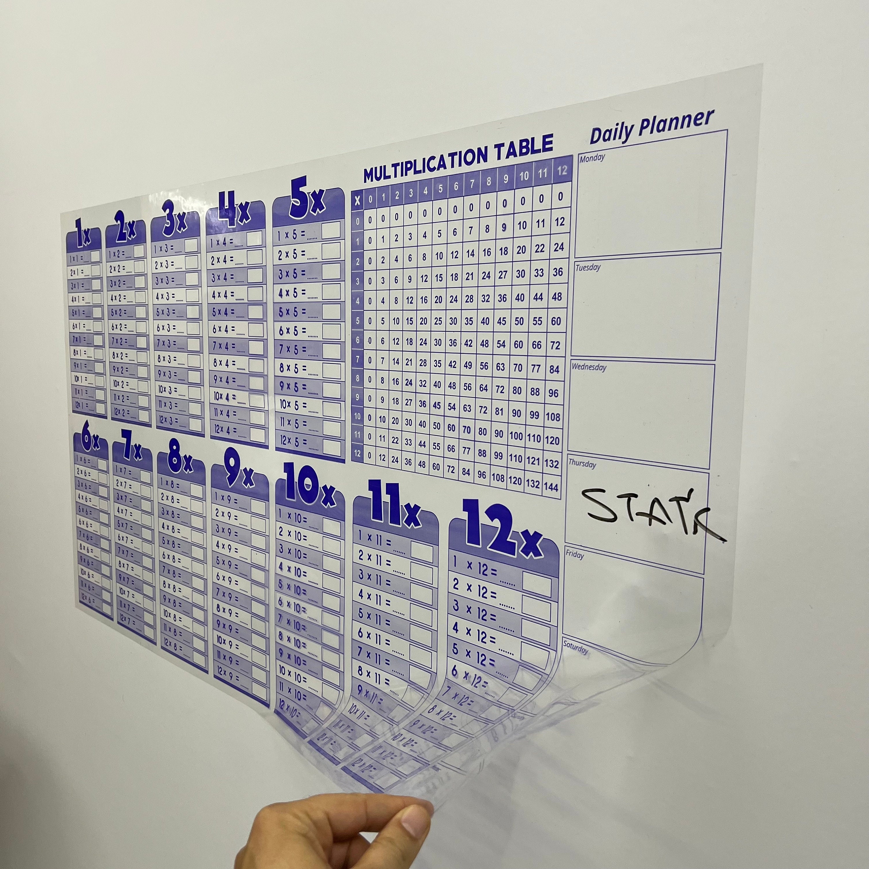 Table De Multiplication Effaçable à Sec - Poster PVC 80x40 Cm, Apprentissage Interactif Pour Enfants