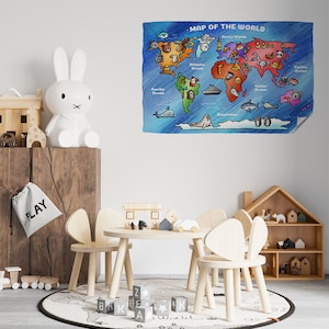 Carte du monde colorée pour carte de voyage réutilisable pour enfants, carte du monde murale en polystyrène durable qui maintient la surface avec de l'électricité statique