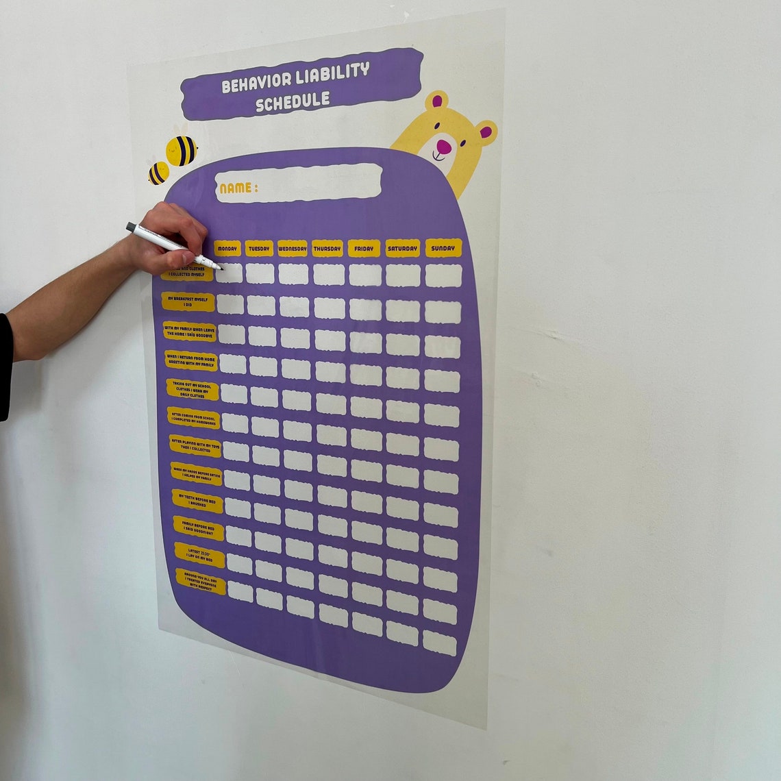 Dry Erase Behavior Responsibility Chart for Children-2 Editable Chore