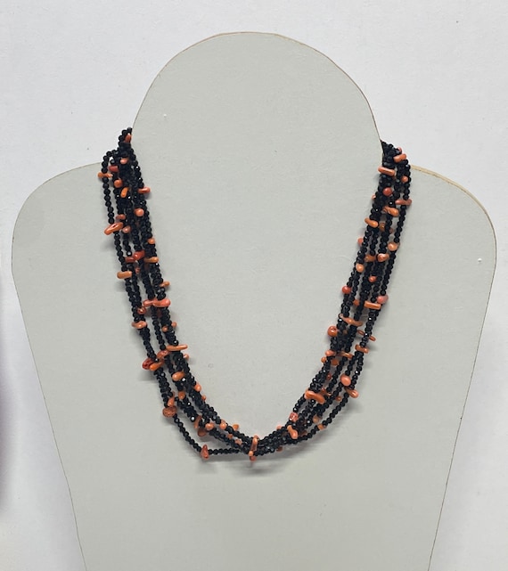 Avalaya Collana con perline in legno multifilo arancione con cordoncino di cotone, lunghezza massima 90 cm, regolabile