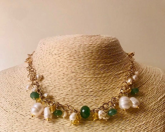 Collier Gem Power en Or et Argent Bruni avec Agate verte