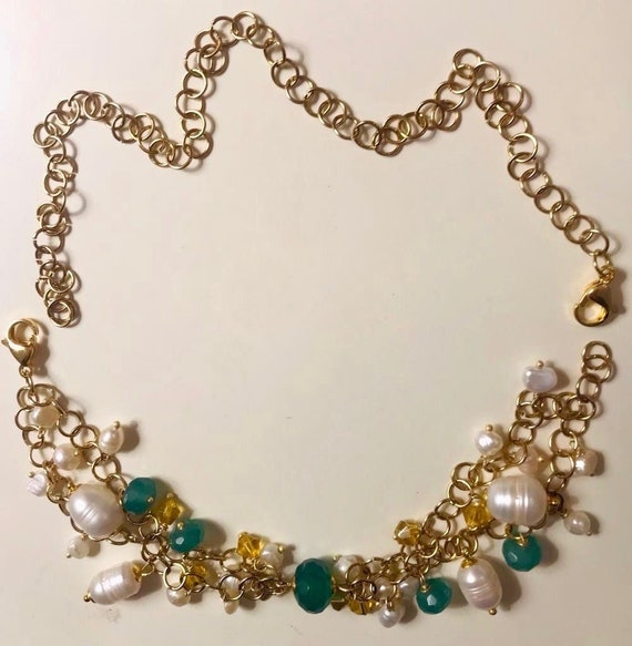 Collier Petit Joli avec Pierre de Lune et Agate Verte | Pasquale Bruni