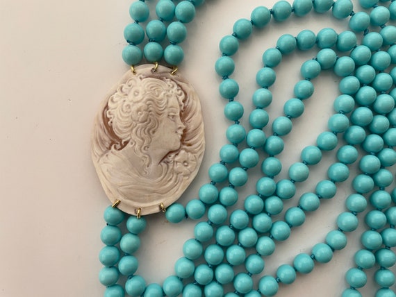 Collier Long En Argent 925 Avec Camée Quartz Vert Et Perles Baroques - 55 Cm - Neuf Avec étiquettes