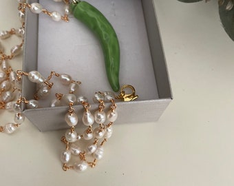 Collier Ancien Perles Boulle En Corne Véritable - Bijou Ethnique/vintage, Couleur Beige, Occasion