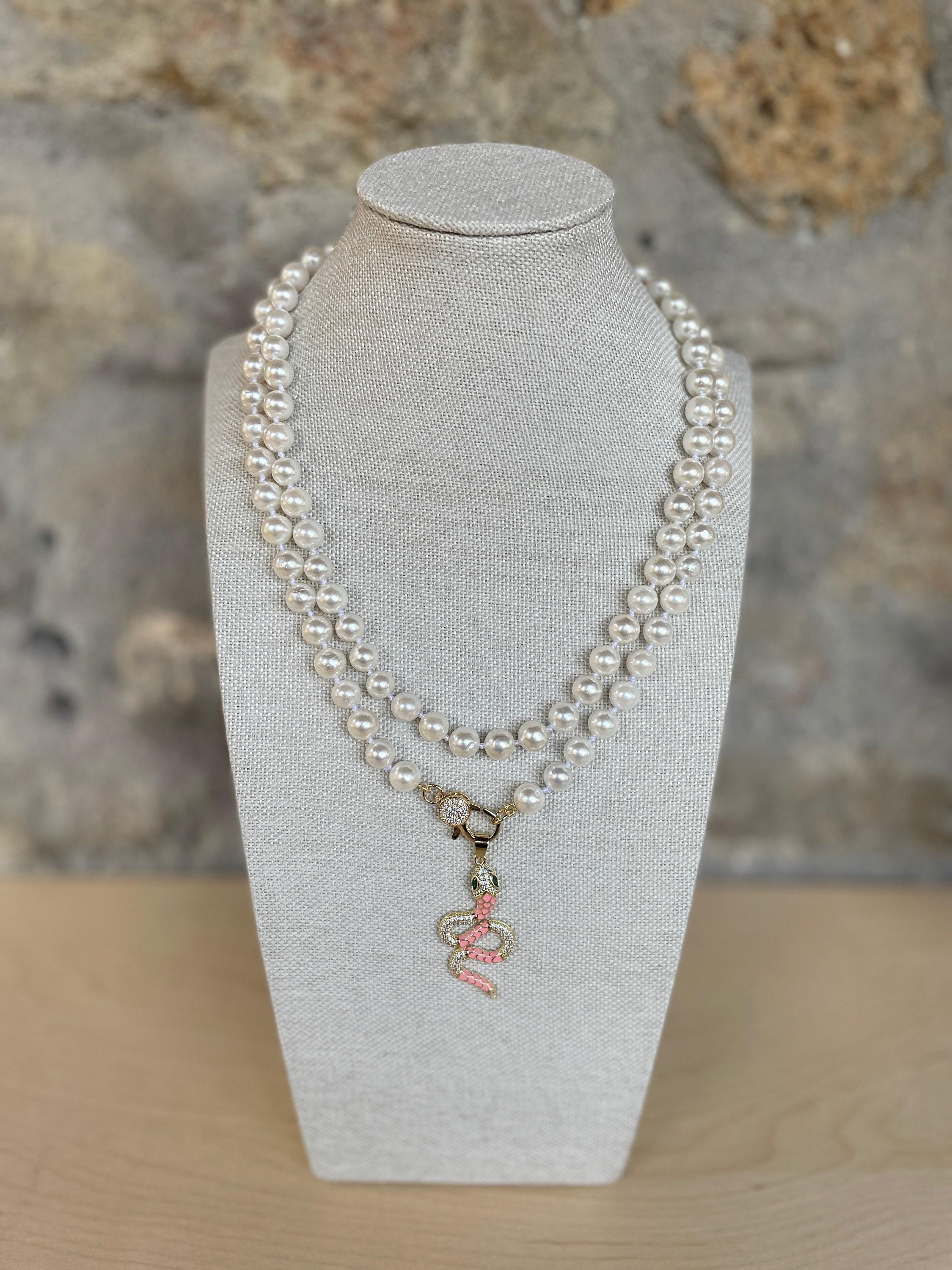 Pearl Necklace, Long Necklace, Hand-knotted Pearl Necklace