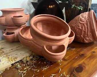 Large Four Pocket Strawberry Plant Pot or Planter made of Terracotta
