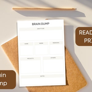 Brain Dump Printable, Gedanken Organizer, ADHS Gehirndump, Gedanken Tracker, Organisationsplaner,