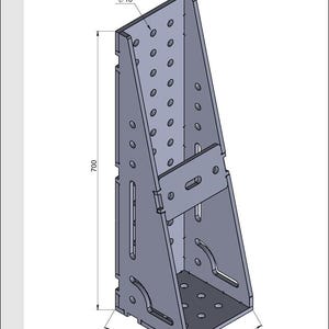 Svetsvinkel 90 grader 700x200x100x10 mm, 16 mm hål (DXF-filer)