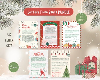 5 Letters From Santa Bundle, Christmas Canva Template, Christmas Letter, Kids Letter from Santa Claus, Greeting Letter Xmas, Santa Letter