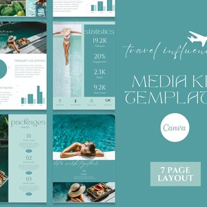 7 Page Media Kit Template | Travel Influencer Canva Template, UGC Media Kit 2023, Canva Template Aesthetic, Social Media Portfolio
